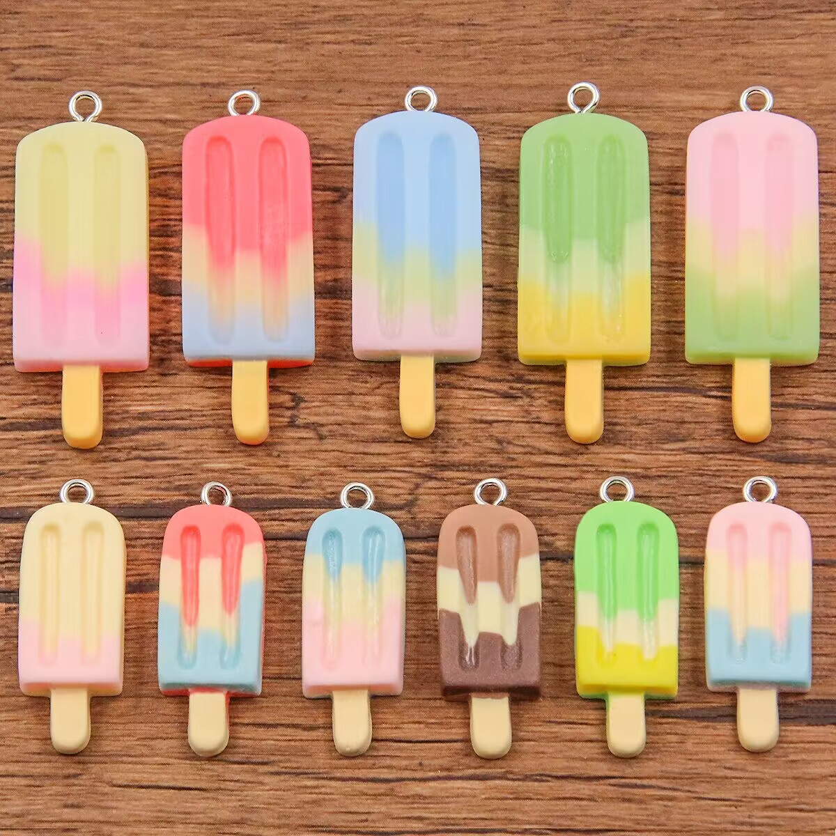 Crafting Resin - 6Pcs Gradient Ice Pop Resin Charms