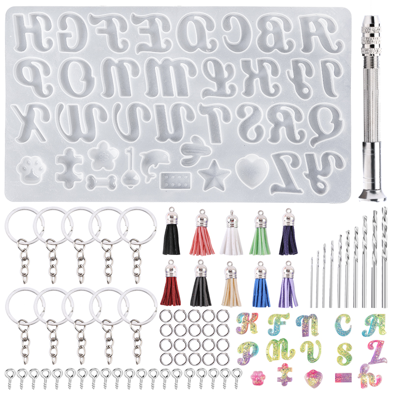 Resin Jewelry Kit - Alphabet Keychain Molds Alphabet Resin Silicone