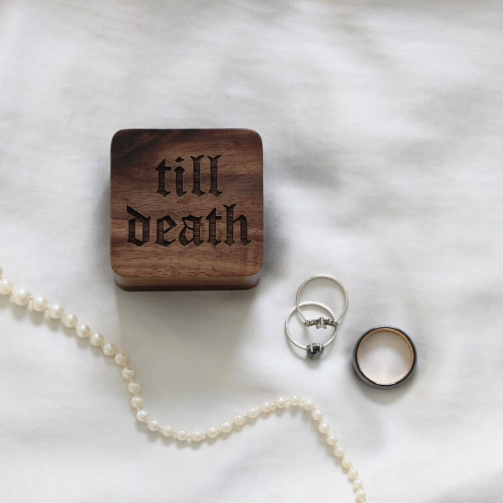 Engraved Walnut Ring Box Till  - Wood Ring Blank review and price